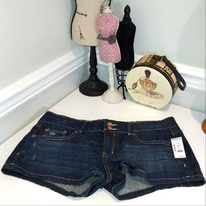 Aeropostale Dark Wash 5 Pocket Distressed Shorts NWT